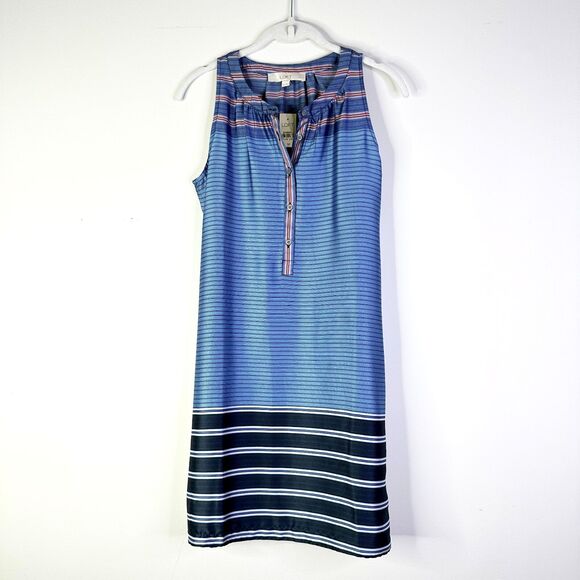 LOFT Dresses & Skirts - Ann Taylor Loft Dress Women SP Blue Striped Tunic Shift Cottage Corpcore NWT